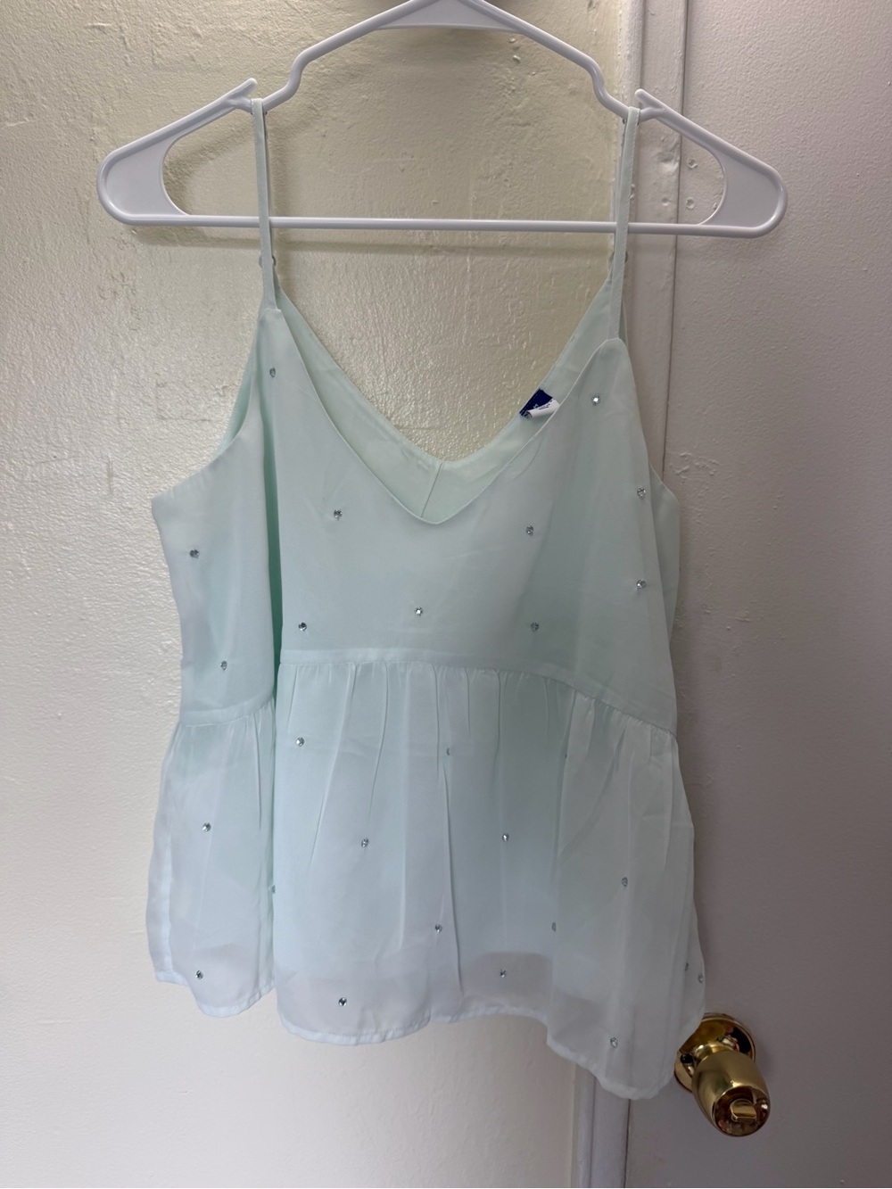 Mint Green Embellished Spaghetti Strap Camisole